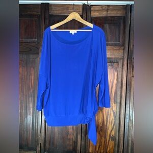 Samantha Brown Elegant royal Blue Women's‎ Blouse XL tie waist accent